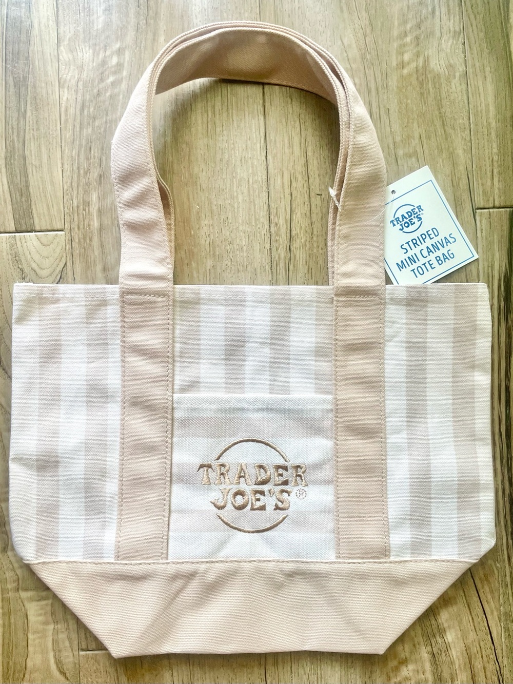 Trader Joe’s Beige Striped Mini Canvas Tote Bag